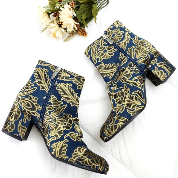 libby edelman Shoes - Libby Edelman Blue Gold Floral Veronica Boots